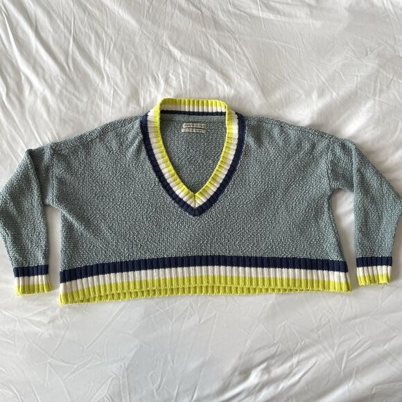 Urban Outfitters Cropped Oversized Varsity Sweater Popcorn Knit Top Womens Sz S - Picture 1 of 8